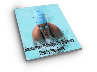 image of young woman as she takes a breath swimming breaststroke in the pool: Breaststroke Technique For Beginners, Step by Step Guide cover